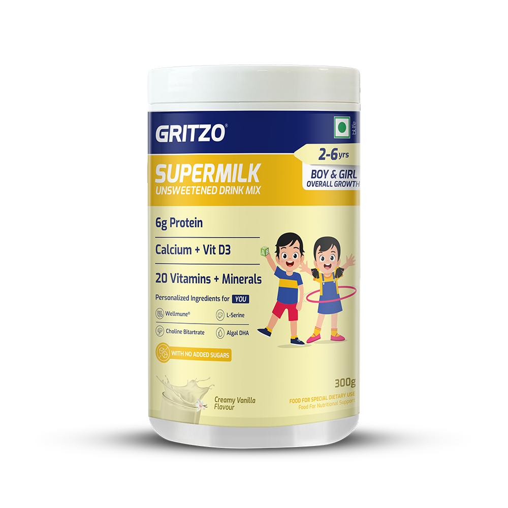 Supermilk Overall Growth Unsweetened for Boy/Girl 2-6 Yrs,  300 g  Vanilla (Unsweetened)  2-6 Yrs  Boy/Girl  Overall Growth  No Added Sugar 
