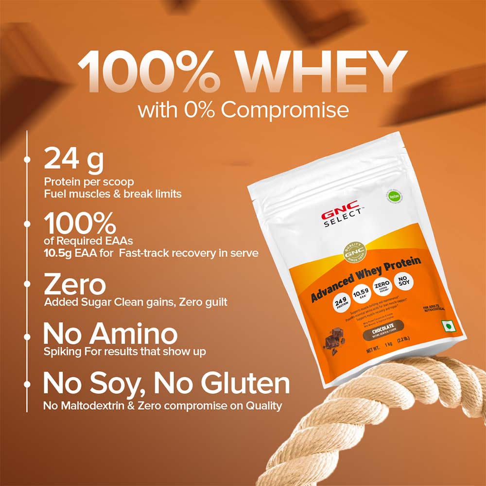 9 - GNC Select Advanced Whey Protein,  2.2 lb  Chocolate 