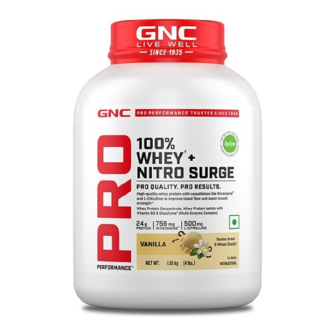 1 - GNC Pro Performance 100% Whey + Nitro Surge, 4 lb Vanilla