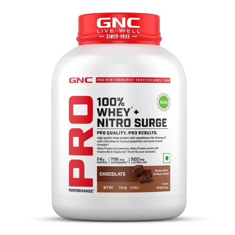 1 - GNC Pro Performance 100% Whey + Nitro Surge,  4 lb  Chocolate 