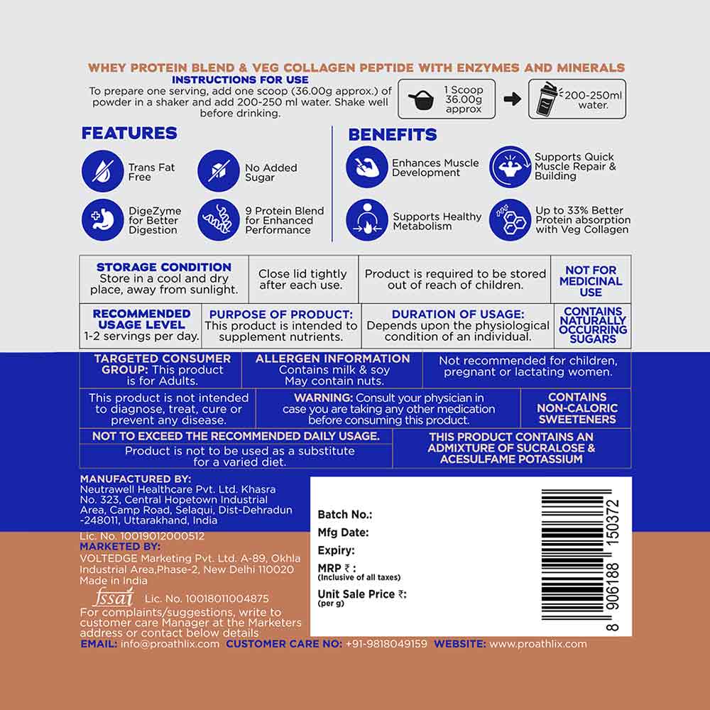 4 - Proathlix Protein Blend & Veg Collagen Peptide,  2 lb  Cafe Mocha 