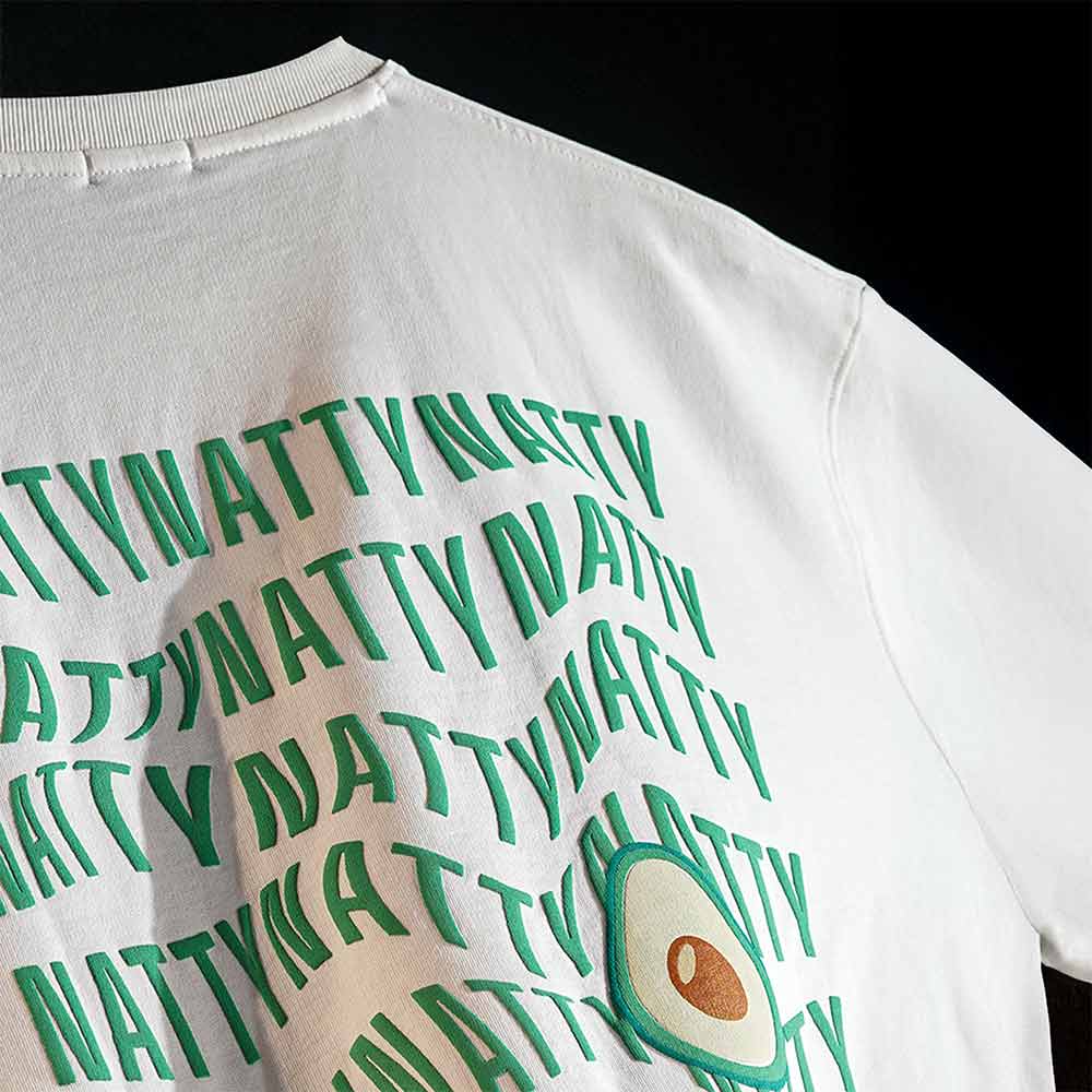 4 - MuscleBlaze Natty But Tasty Avocado Oversized Solid T-Shirt,  Large  White
