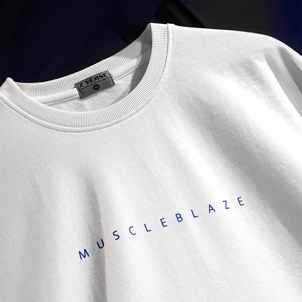 4 - MuscleBlaze Z Verse Oversized Solid T-Shirt,  Small  White