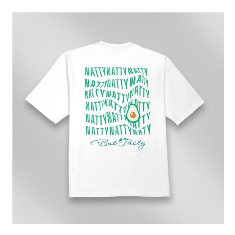 1 - MuscleBlaze Natty But Tasty Avocado Oversized Solid T-Shirt,  Medium  White