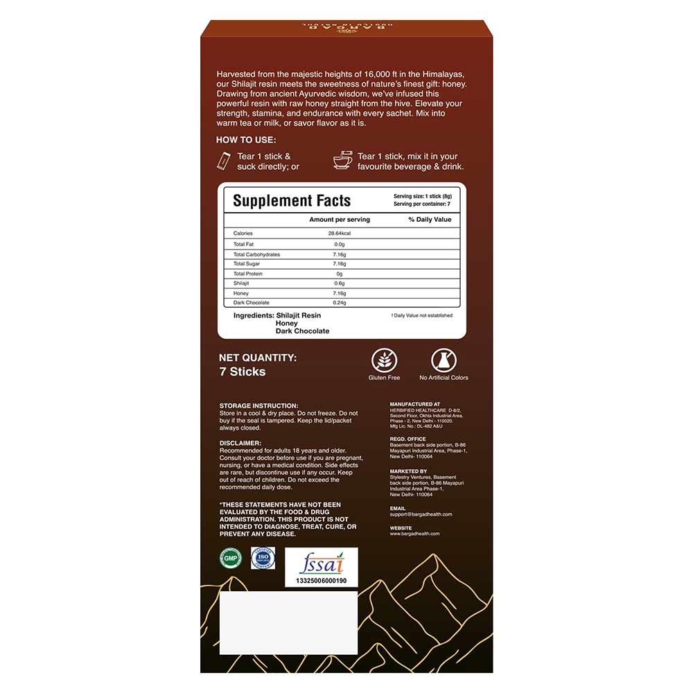 4 - Bargad Himalayan Shilajit Honey Sticks Dark Chocolate Flavour,  30 Stick(s) 