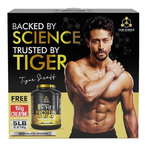 1 - One Science 100% Premium Whey Protein,  5 lb  Chocolate Charge - with Free 150g Creatine 