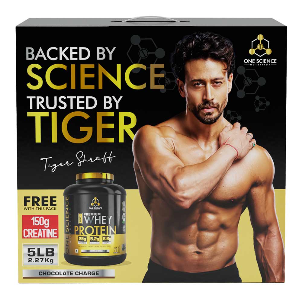 1 - One Science 100% Premium Whey Protein,  5 lb  Chocolate Charge - with Free 150g Creatine 