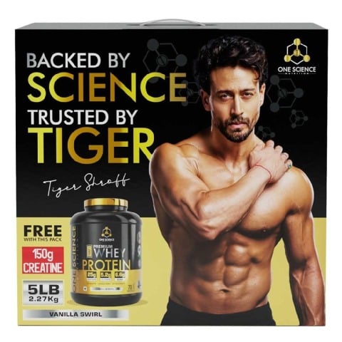 1 - One Science 100% Premium Whey Protein,  5 lb  Vanilla Swirl - with Free 150g Creatine 