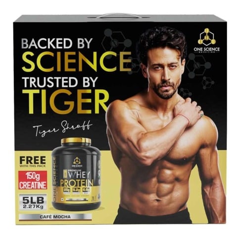 1 - One Science 100% Premium Whey Protein, 5 lb Cafe Mocha - with Free 150g Creatine