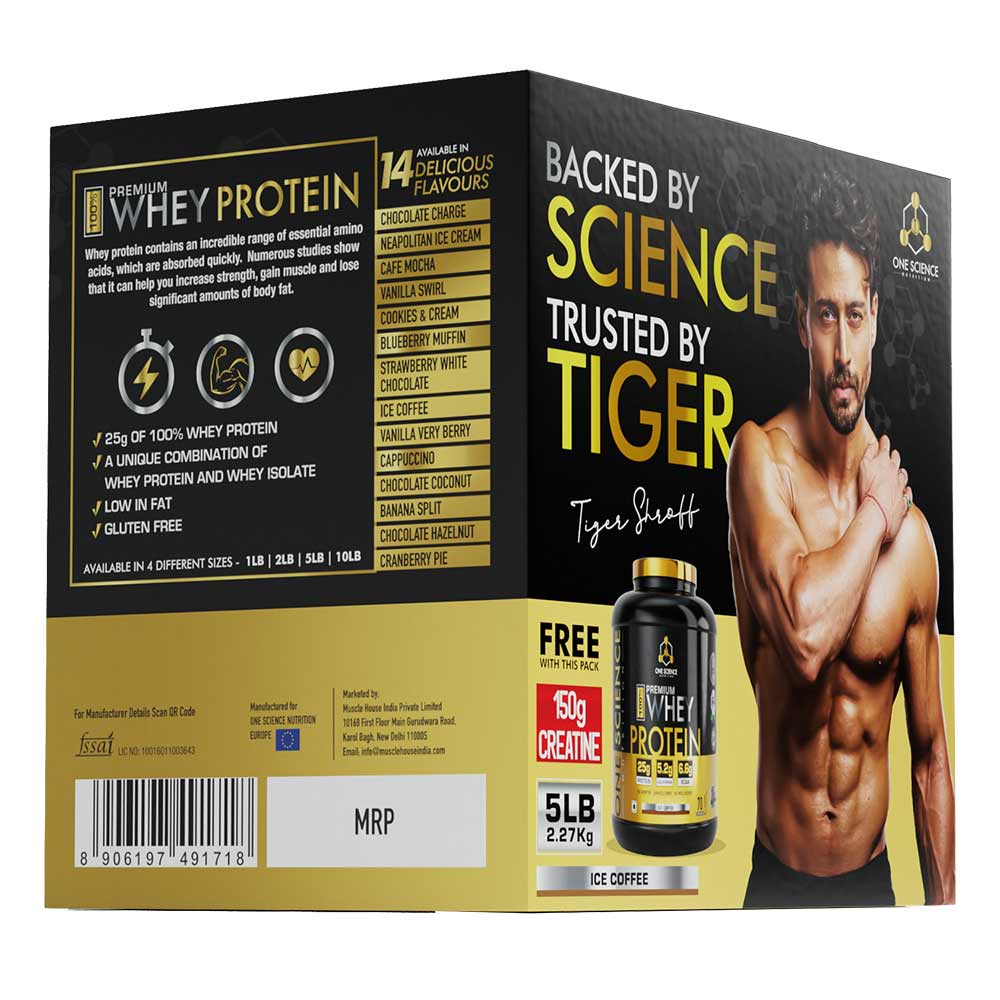 3 - One Science 100% Premium Whey Protein,  5 lb  Ice Coffee - with Free 150g Creatine 