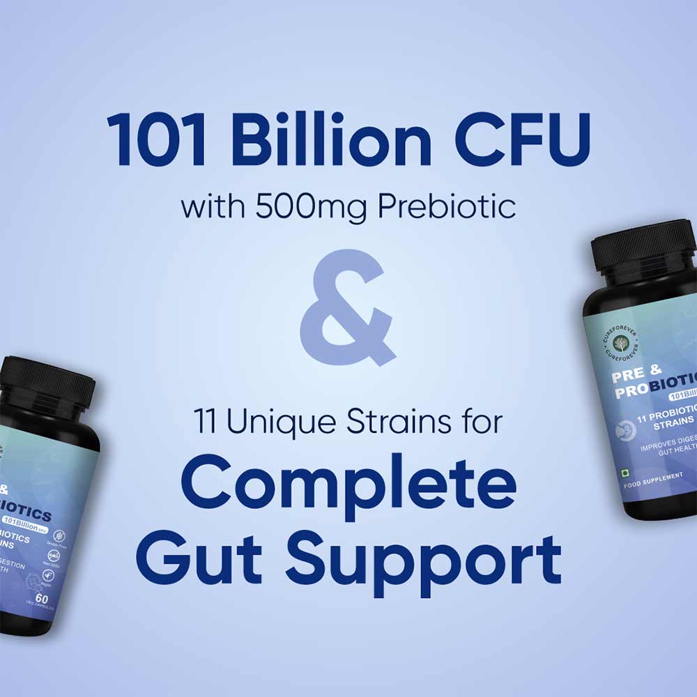 4 - CUREFOREVER Pre & Probiotics 101 Billion CFU,  60 veggie capsule(s)  Unflavoured 
