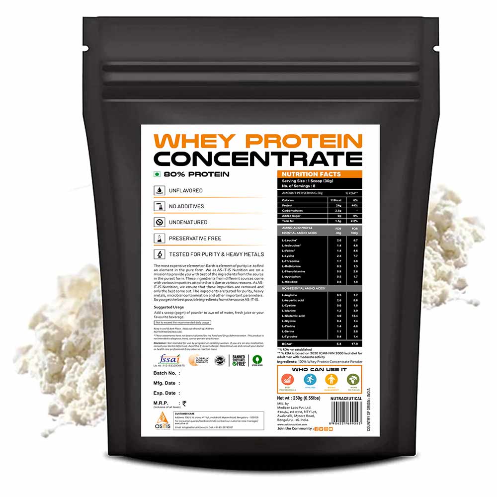7 - AS-IT-IS Nutrition Whey Protein Concentrate 80%,  0.55 lb  Unflavoured 