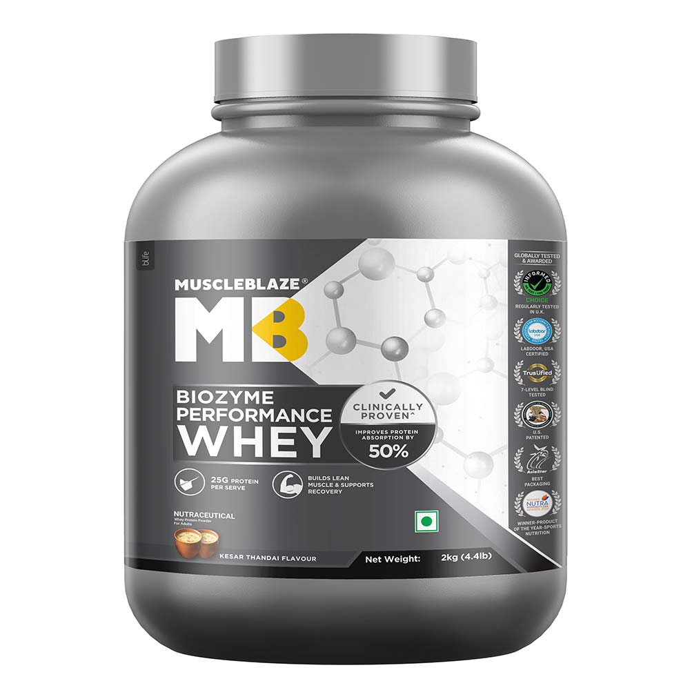12 - MuscleBlaze Biozyme Performance Whey, 4.4 lb Kesar Thandai