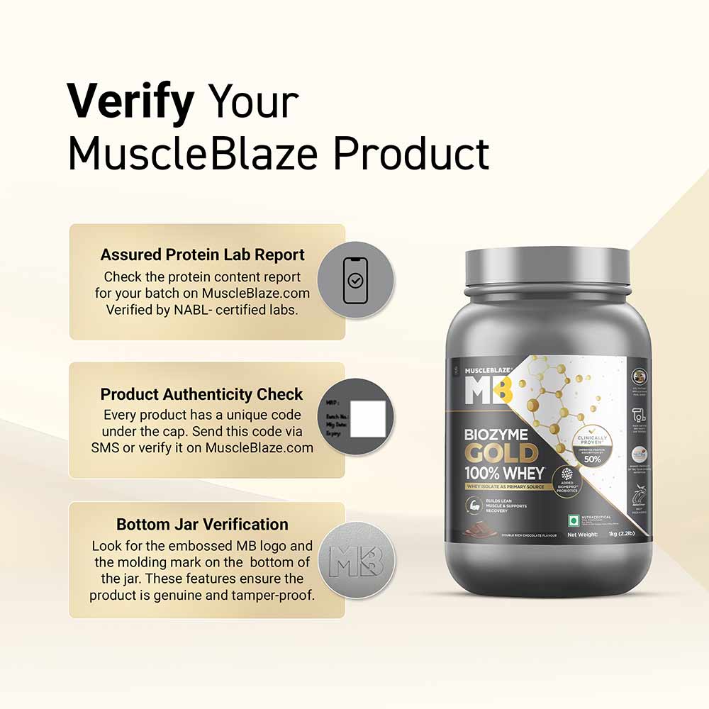 1 - MuscleBlaze Biozyme Gold 100% Whey,  2.2 lb  Double Rich Chocolate