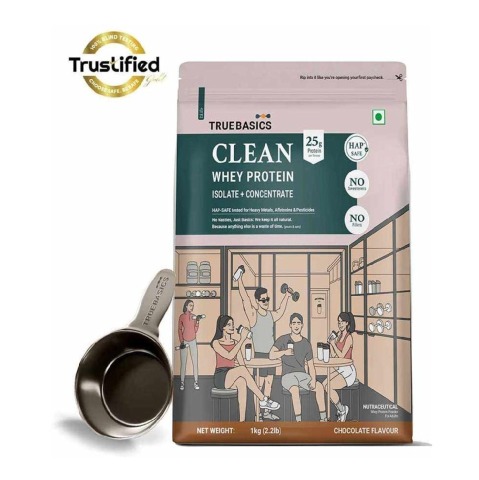 2 - TrueBasics Clean Whey Protein Powder (Isolate + Concentrate),  2.2 lb  Chocolate - SG 