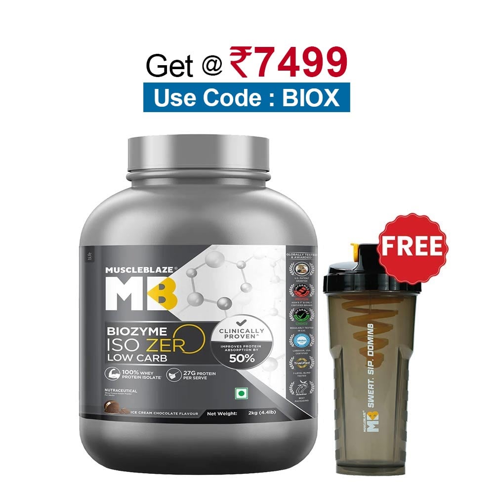 MuscleBlaze Biozyme Iso-Zero, 4.4 lb Low Carb Ice Cream Chocolate