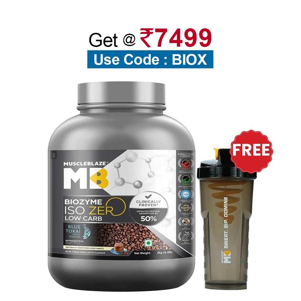 MuscleBlaze Biozyme Iso-Zero,  4.4 lb  Low Carb Blue Tokai Cafe Latte 
