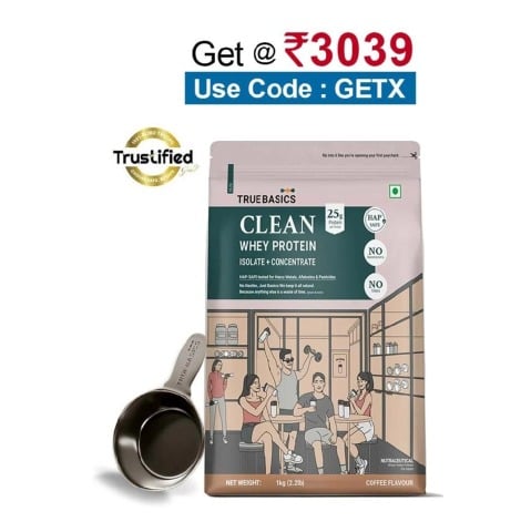 TrueBasics Clean Whey Protein (Isolate + Concentrate),  2.2 lb  Coffee 