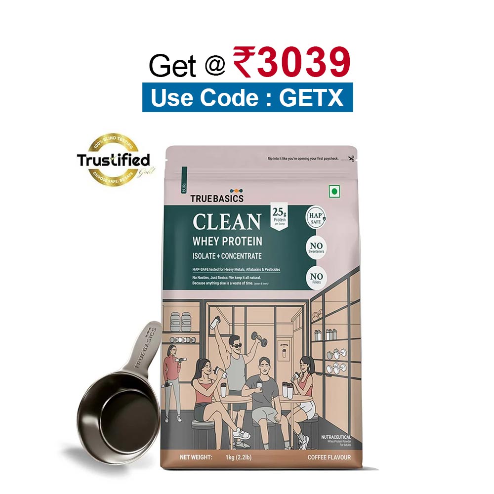 TrueBasics Clean Whey Protein (Isolate + Concentrate),  2.2 lb  Coffee 