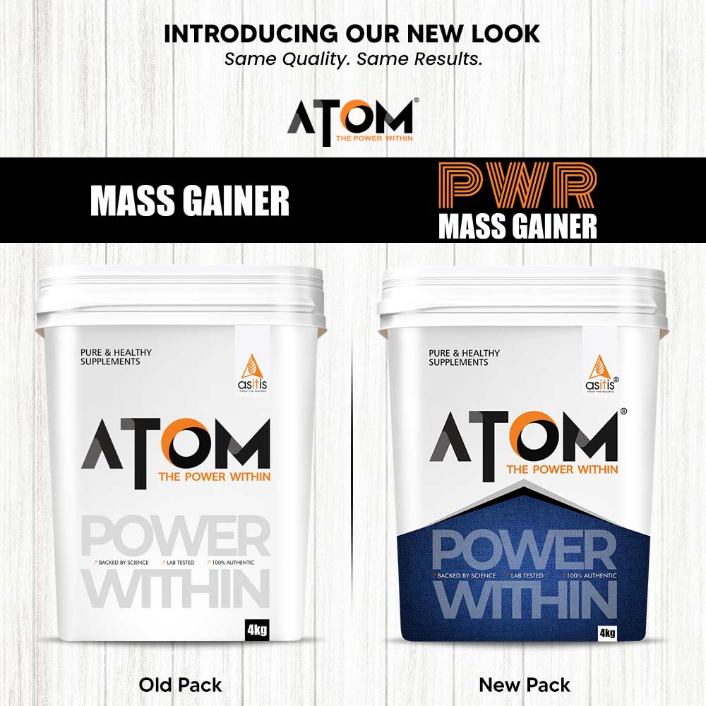 3 - AS-IT-IS Nutrition ATOM PWR Mass Gainer,  8.8 lb  Double Rich Chocolate 