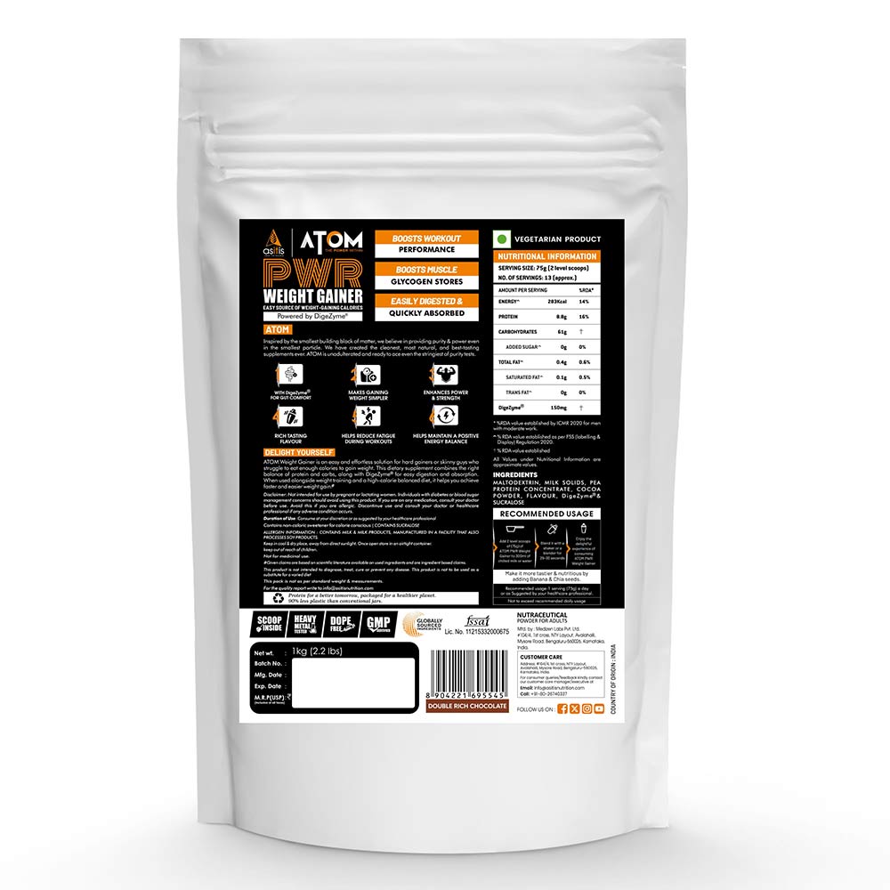 2 - AS-IT-IS Nutrition ATOM Weight Gainer,  2.2 lb  Double Rich Chocolate 