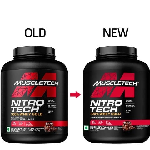 1 - MuscleTech Nitrotech 100% Whey Gold, 3.99 lb Double Rich Chocolate - India