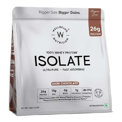 1 - Wellbeing Nutrition 100% Whey Protein Isolate,  4.4 lb  Dark Chocolate 