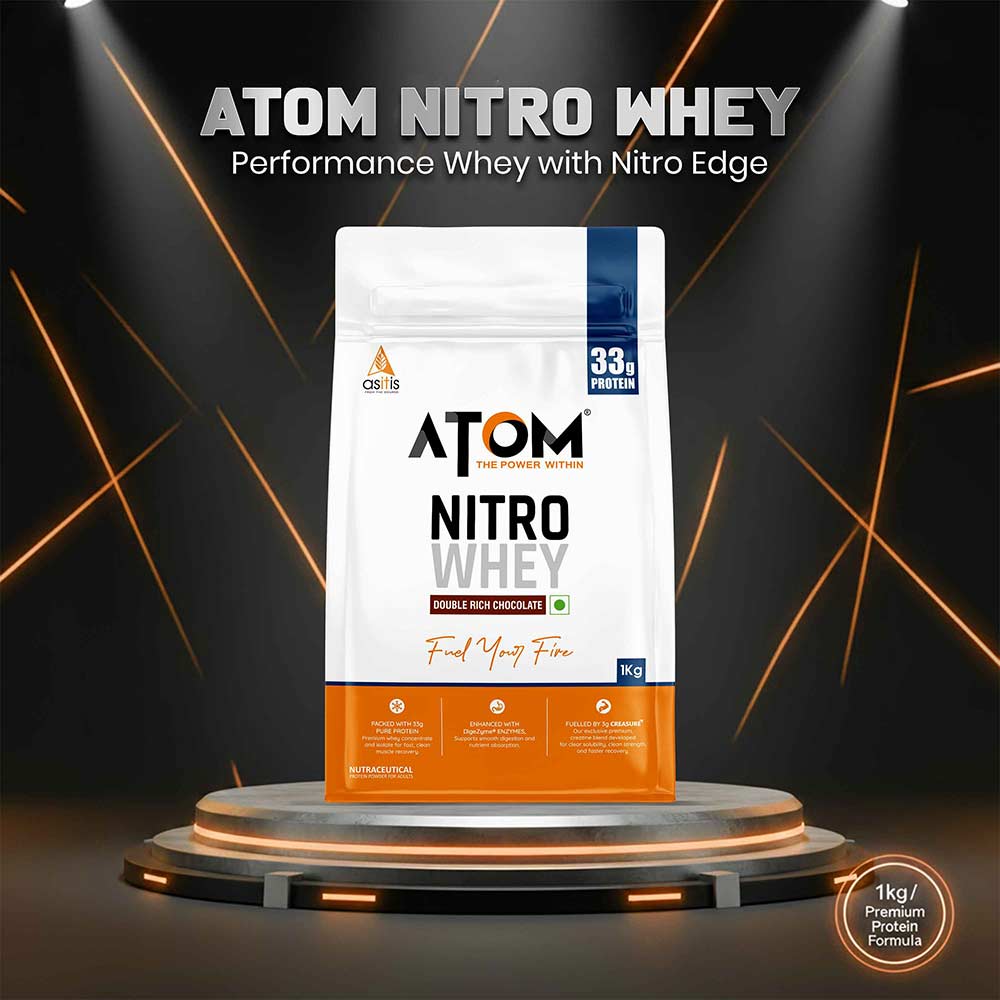 5 - AS-IT-IS Nutrition ATOM Nitro Whey with Creatine,  2.2 lb  Double Rich Chocolate 