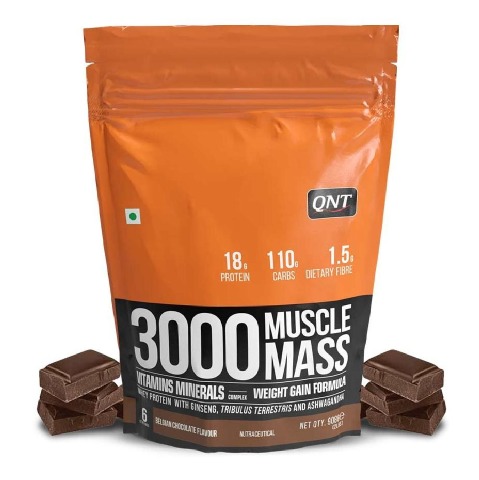3 - QNT Muscle Mass 3000,  2 lb  Belgian Chocolate 
