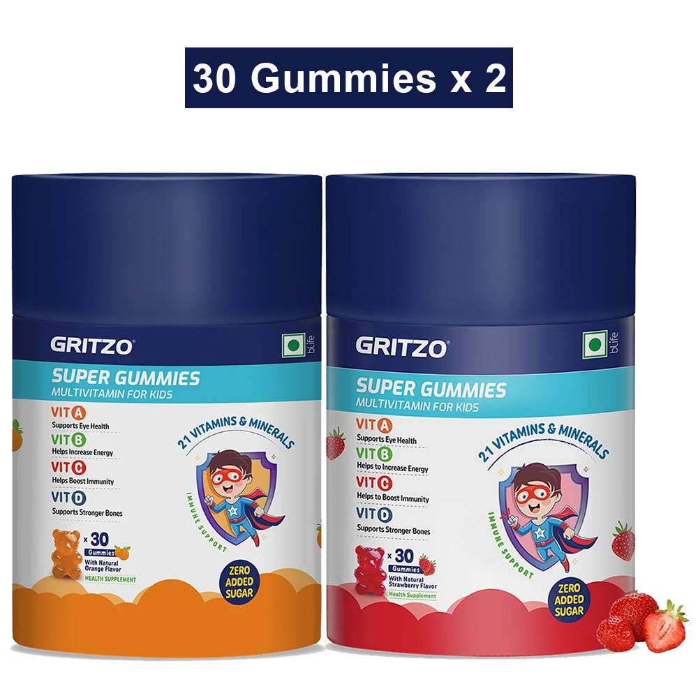 Super Gummies Multivitamin for 2-6 Yr Kids Orange and Natural Strawberry - 60 Gummies