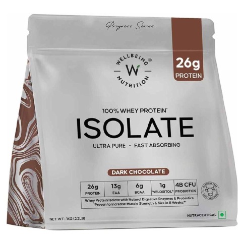 1 - Wellbeing Nutrition 100% Whey Protein Isolate,  2.2 lb  Dark Chocolate 