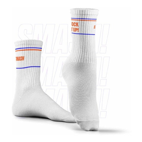 Smash Socks,  White - Sock it Up  Crew Length 