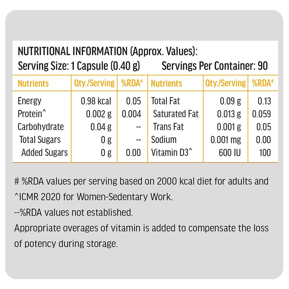9 - HealthKart HK Vitals Vitamin D3,  90 capsules  Unflavoured 