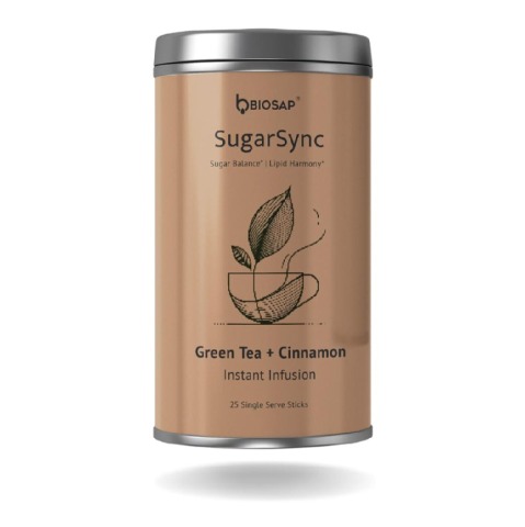 1 - BIOSAP SugarSync, Green Tea + Cinnamon 25 Stick(s)