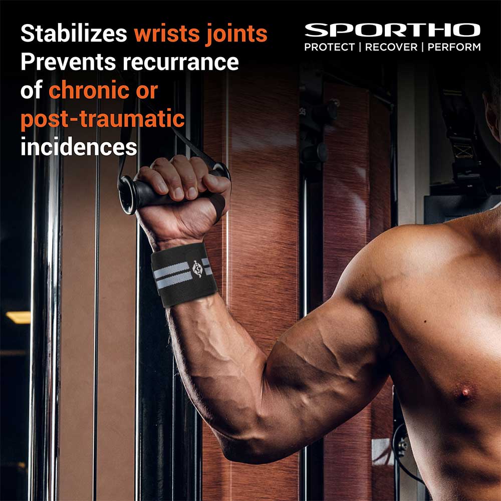 4 - Nivia Wrist Support with Thumb Loop & Adjustable Velcro Strap,  Black/Grey  Free Size 