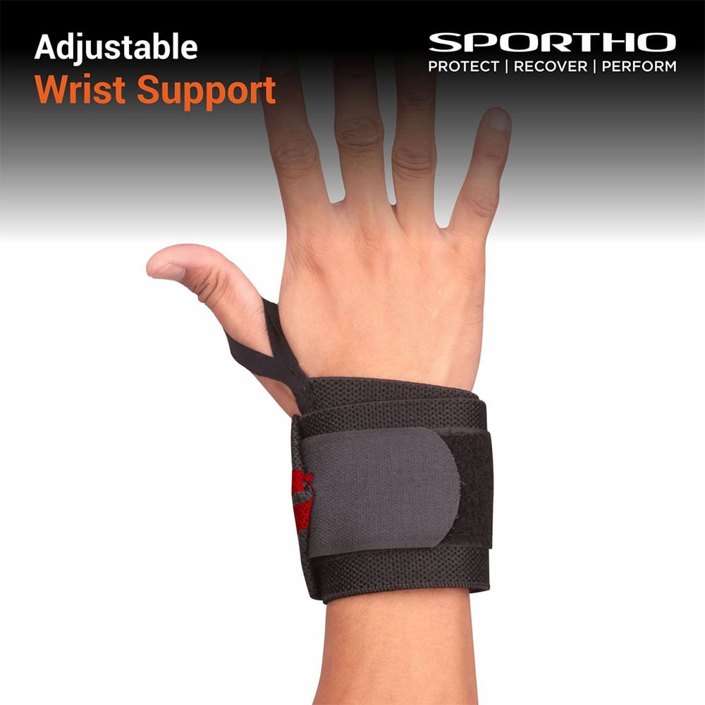 2 - Nivia Wrist Support with Thumb Loop & Adjustable Velcro Strap,  Black/Red  Medium 