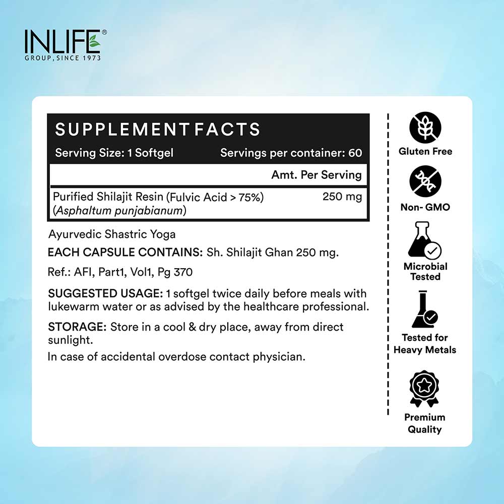 2 - INLIFE Pure Himalayan Shilajit Resin,  60 softgels 