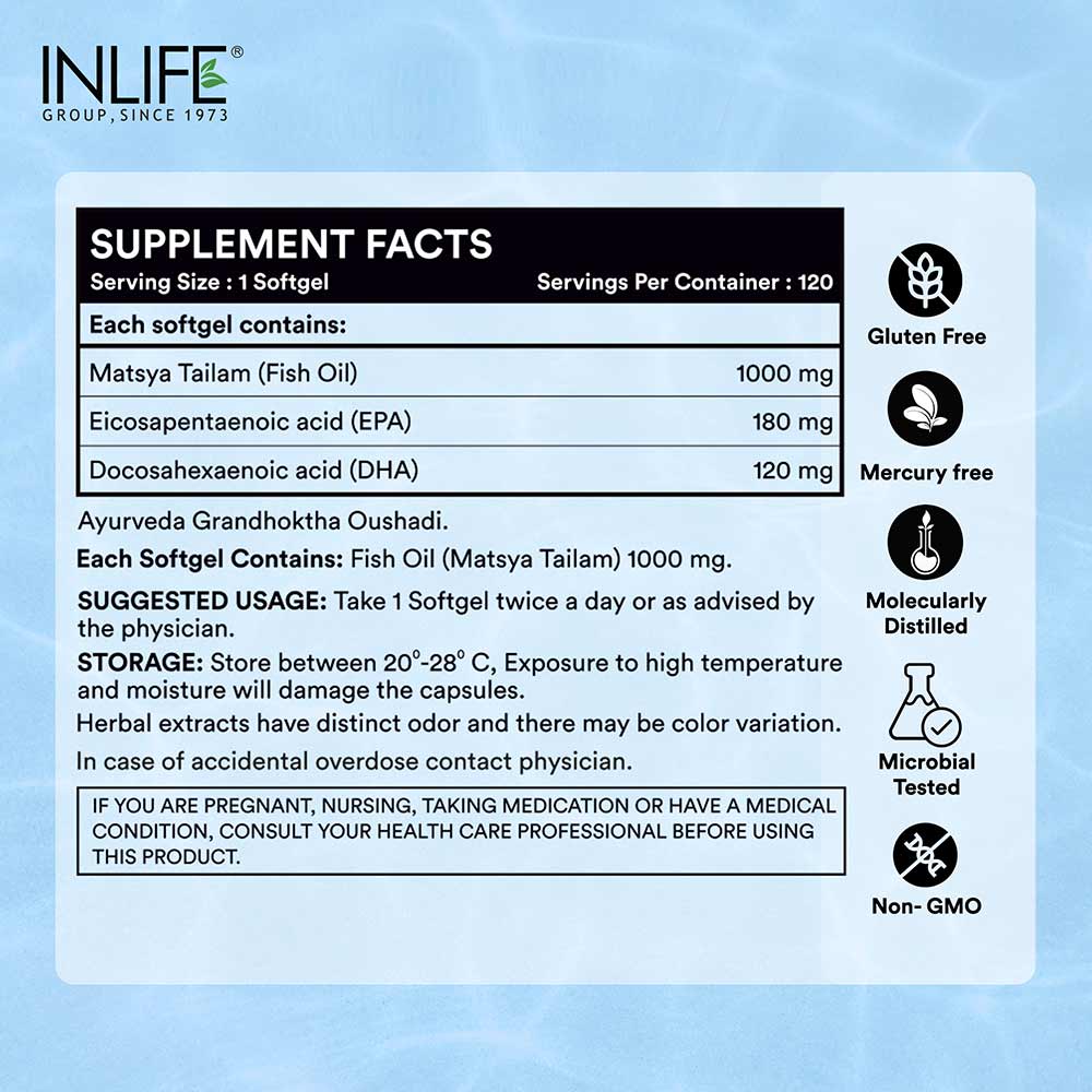 2 - INLIFE Fish Oil Omega 3 1000mg,  120 softgels 