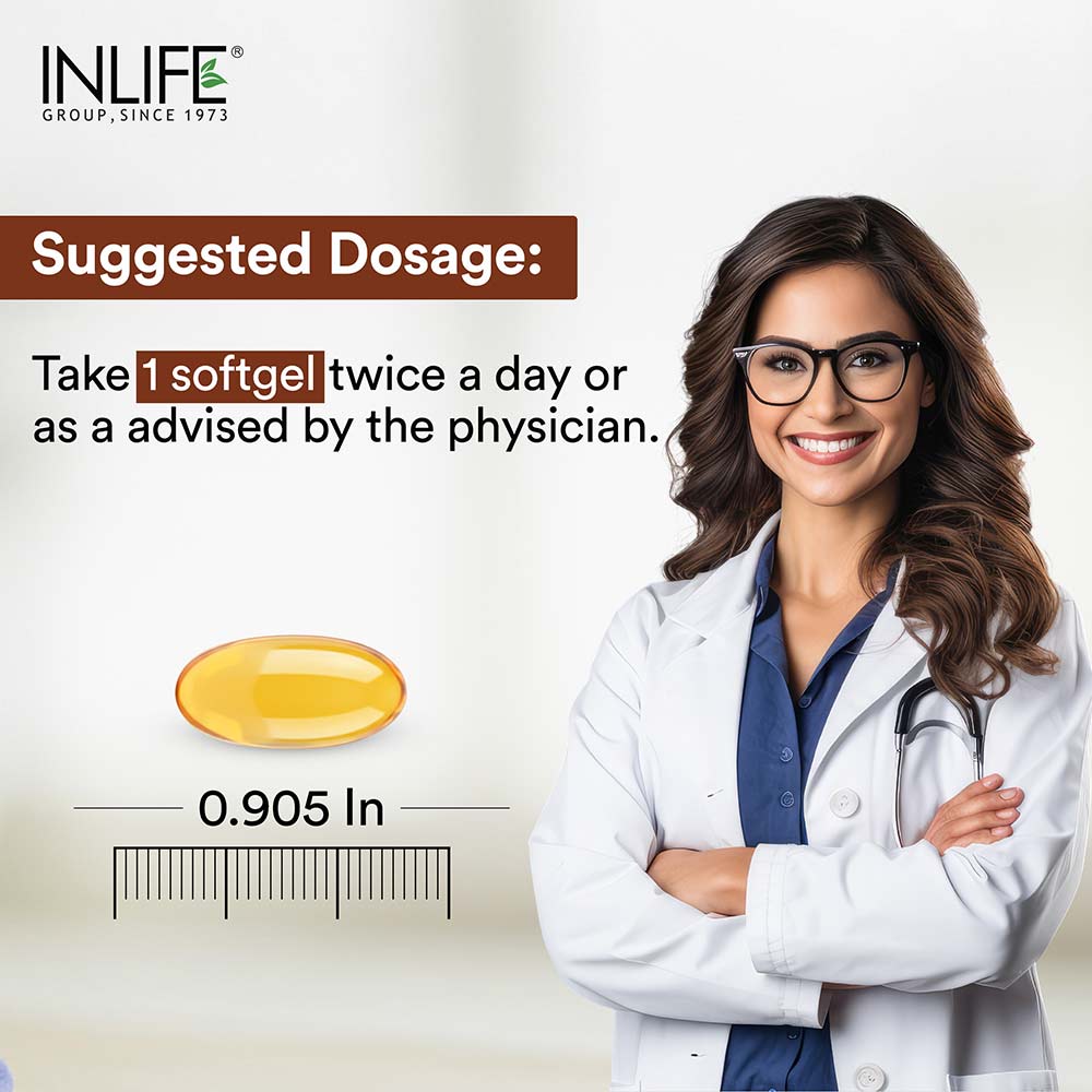 7 - INLIFE Extra Virgin Cold Pressed Flaxseed Oil 1000mg with Omega 3 6 9,  60 softgels 