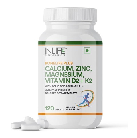 1 - INLIFE Calcium Zinc Magnesium Vitamin D+K2,  120 tablet(s)  Unflavoured 