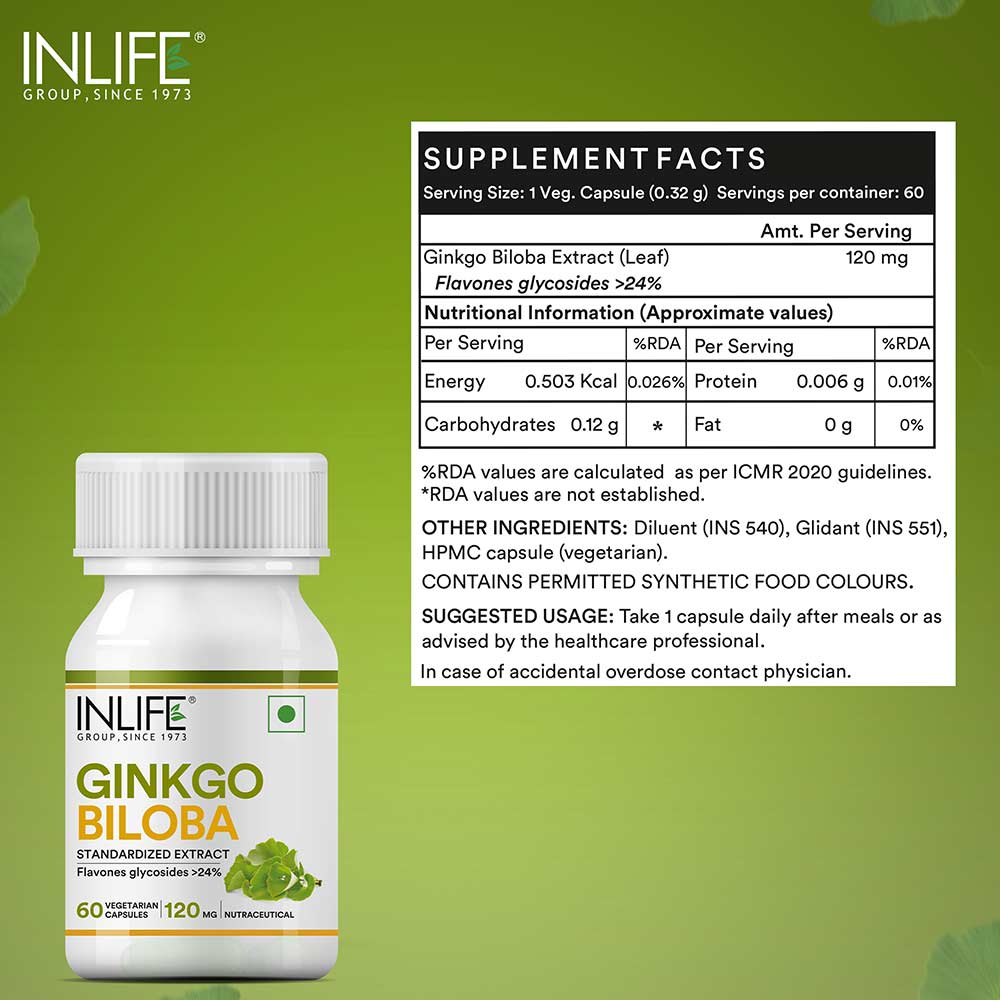 5 - INLIFE Ginkgo Biloba Extract 120 mg,  60 veggie capsule(s) 