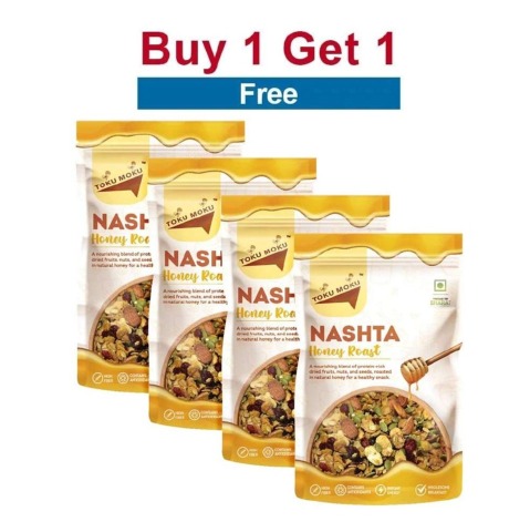 TOKU MOKU Super Breakfast Muesli Healthy Mixed Nuts with Dry Fruits,  Honey Roast (Pack of 4)  90 g 