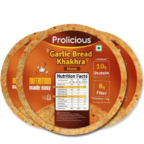 3 - Prolicious Khakhra,  Garlic Bread (Pack of 3)  170 g 