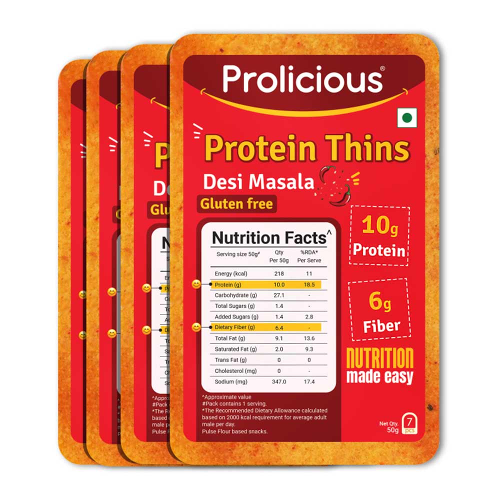 Prolicious Protein Thins Snack Chips, Desi Masala (Pack of 4) 50 g-image-5