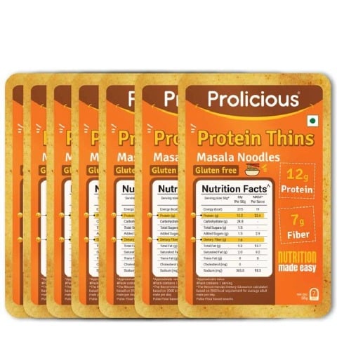 1 - Prolicious Protein Thins Snack Chips,  Masala Noodles (Pack of 7)  50 g 