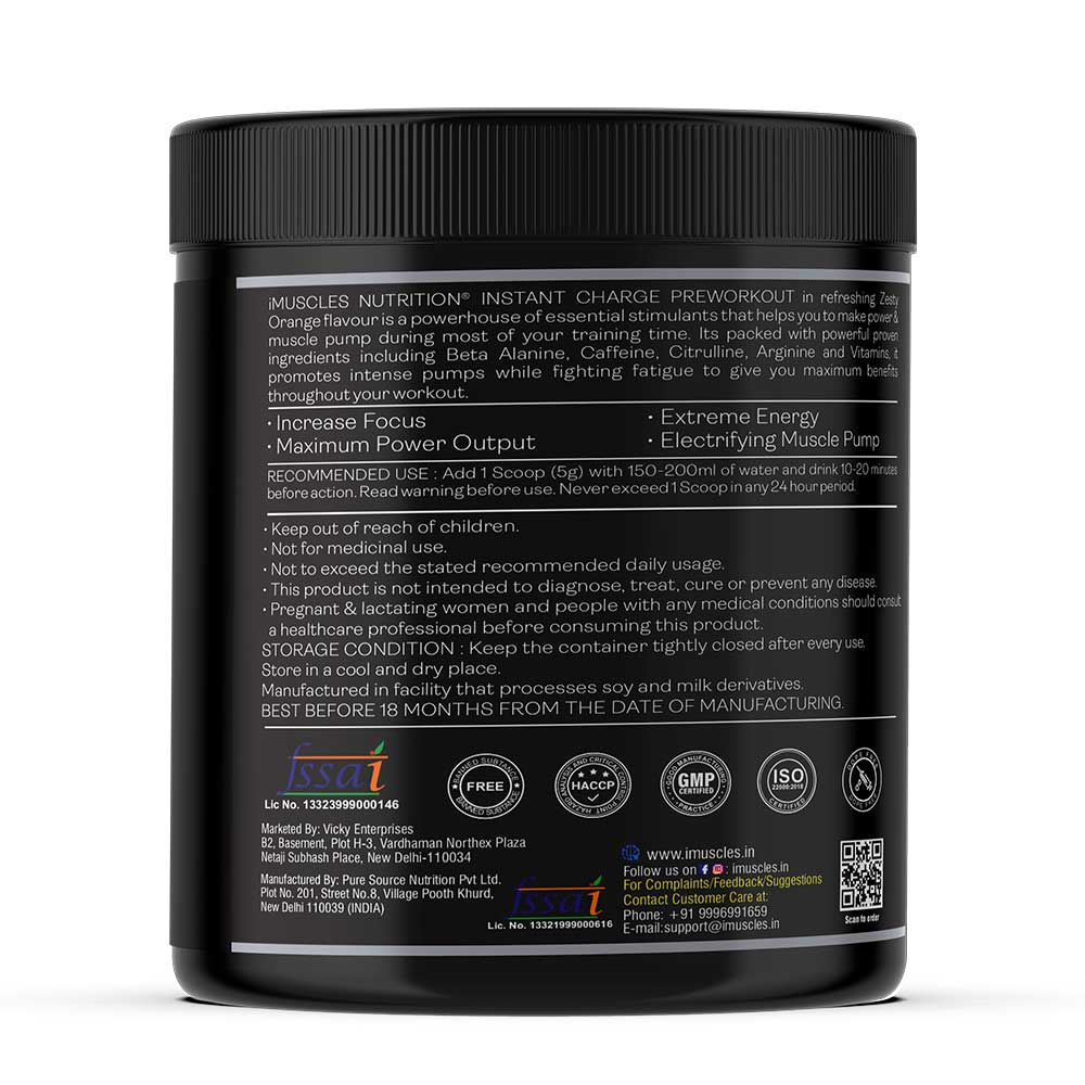 3 - iMuscles Nutrition Instant Charge Pre Workout,  0.44 lb  Zesty Orange 