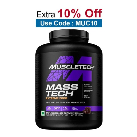 MuscleTech Mass Tech Extreme 2000,  6.6 lb  Triple Chocolate Brownie - India 