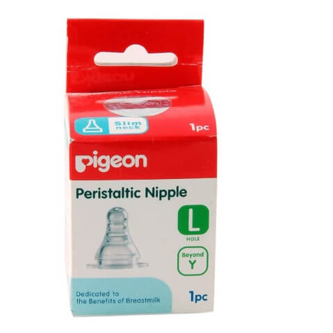 Pigeon Peristaltic Nipple For Slim-Neck Bottles, - Silicone Large