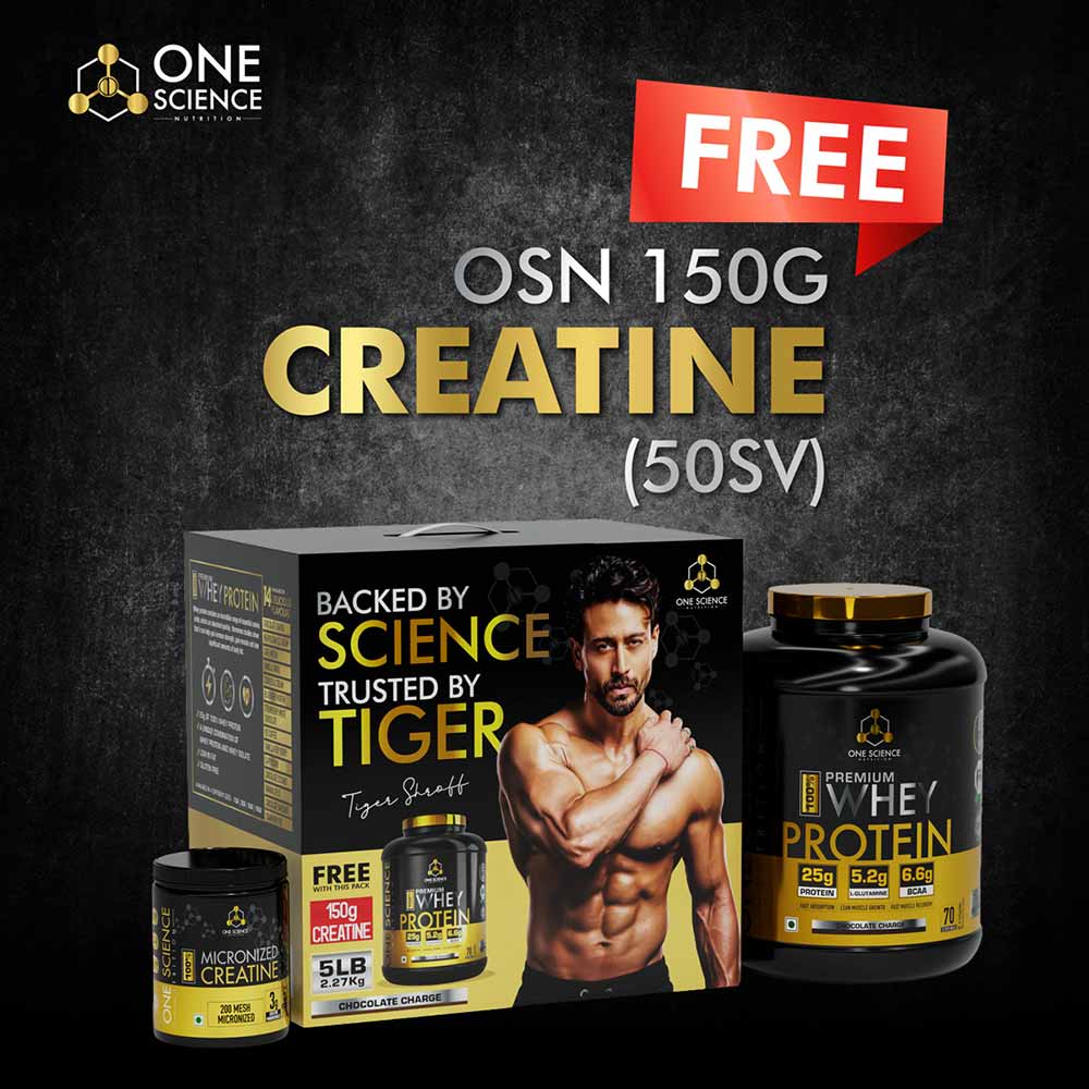 3 - One Science 100% Premium Whey Protein,  5 lb  Chocolate Charge - with Free 150g Creatine 