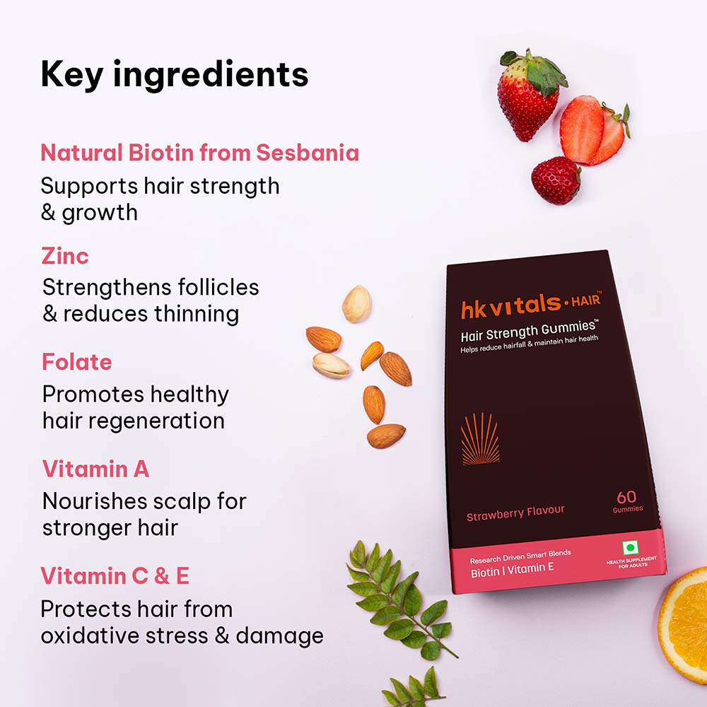 5 - HealthKart HK Vitals Hair Strength&nbsp;Biotin Gummies,  60 gummies  Strawberry